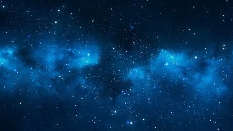 Celestial dark blue space universe with stars and galaxies moving in 3d space Stock Footage 116409670