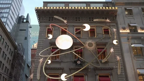 Celestial Decor on Urban Building for Enhancing City Aesthetics and Atmosphere Video stock 295076433