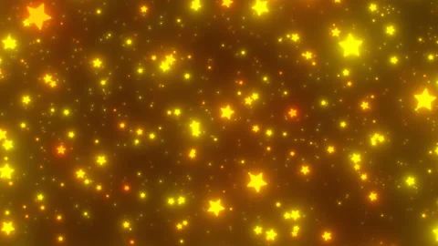 Celestial Display of Shimmering Falling Yellow Star Shapes Spinning Stock Footage 242489099