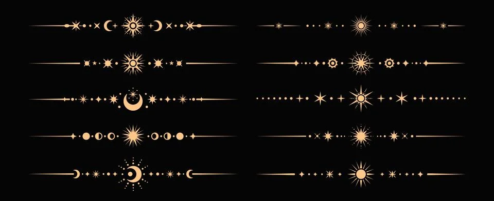 Celestial divider borders or mystic underlines イラスト素材