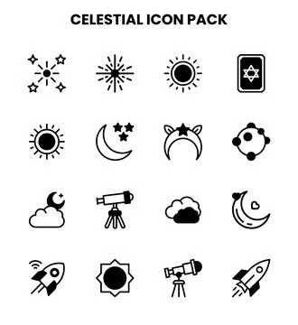 Celestial DuoTone Collection Icons Pack Stock Illustration