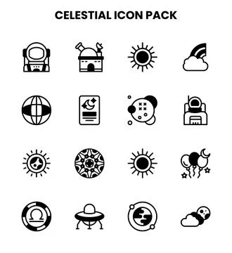 Celestial DuoTone Collection Icons Pack Ilustración de archivo