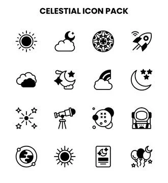 Celestial DuoTone Design Icons Pack Ilustración de archivo