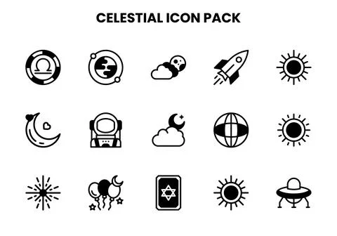 Celestial DuoTone Icons Pack Stock Illustration