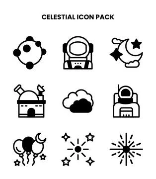 Celestial DuoTone Set Icons Pack Ilustración de archivo