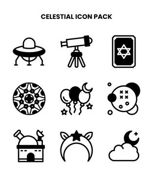 Celestial DuoTone UI Icons Pack Stock Illustration