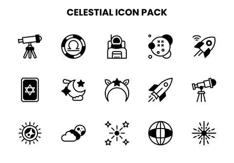 Celestial DuoTone UI Icons Pack Stock Illustration
