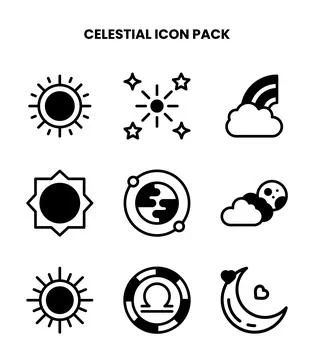 Celestial DuoTone Vector Icons Pack Stock Illustration