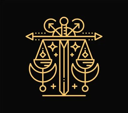Celestial elegant esoteric weighing scale symbol Stockillustratie