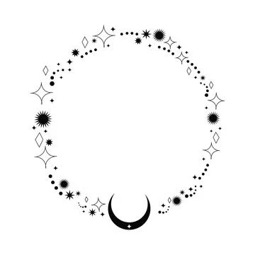 Celestial esoteric frame, mystic line border isolated on white background Stock Illustration