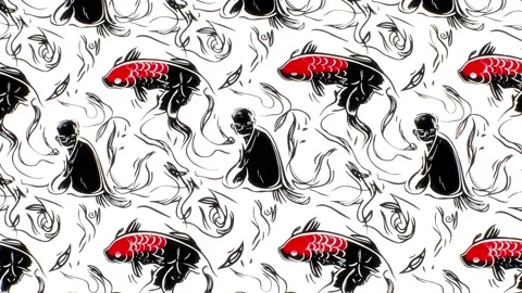 Celestial Fish Climb – Vertical Motion Stock Footage 306524086