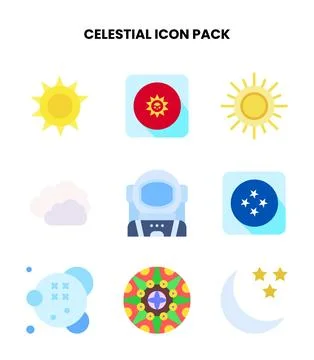 Celestial Flat Graphics Icons Pack Illustrazione stock