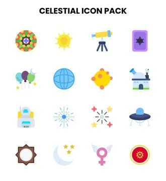 Celestial Flat Graphics Icons Pack Stock Illustration