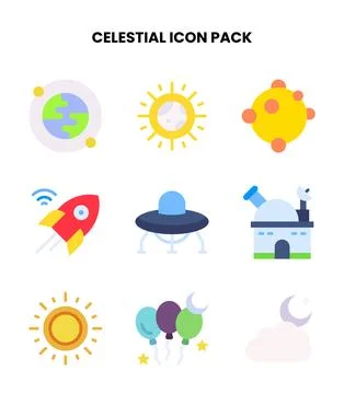Celestial Flat Scalable Icons Pack Ilustración de archivo