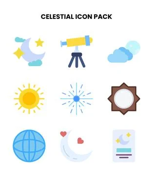 Celestial Flat Set Icons Pack Stock Illustration