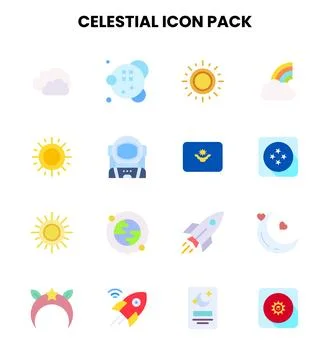 Celestial Flat Set Icons Pack Stock Illustration