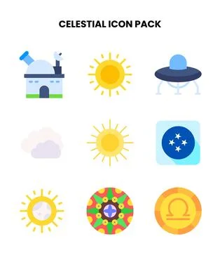 Celestial Flat SVG Icons Pack Ilustración de archivo