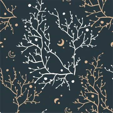 Celestial floral seamless mystic pattern. Stock Illustration