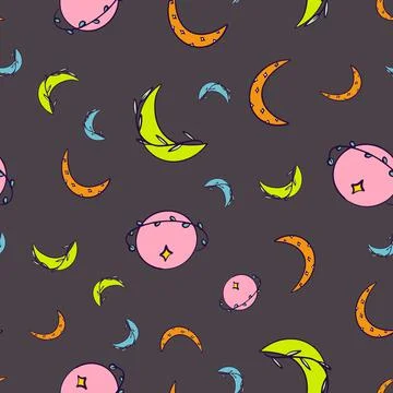 Celestial florals seamless vector pattern design background Stock Illustration