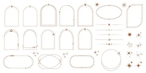 Celestial frame, arch and border, y2k vector arcs 스톡 일러스트