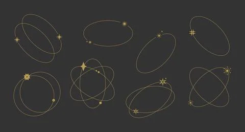 Celestial geometric shapes decorated with space sparkles and glints Illustrazione stock