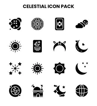 Celestial Glyph Bundle Icons Pack Illustrazione stock
