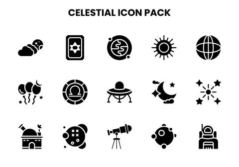 Celestial Glyph Collection Icons Pack Ilustración de archivo