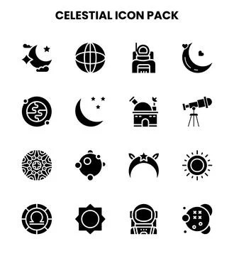 Celestial Glyph Design Icons Pack 스톡 일러스트