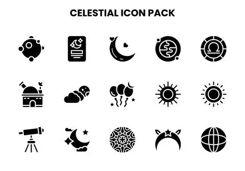 Celestial Glyph Icons Pack Stock Illustration