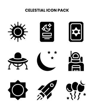 Celestial Glyph Scalable Icons Pack Stock Illustration