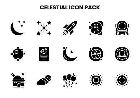 Celestial Glyph Scalable Icons Pack Stock Illustration