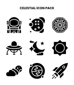 Celestial Glyph Set Icons Pack Stock Illustration
