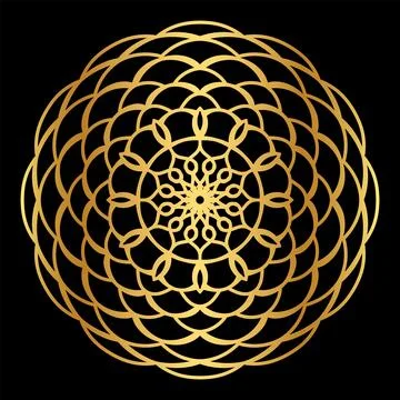 Celestial Golden Harmony Circle Ornamental Design Stock Illustration