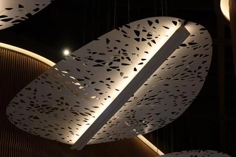 Celestial Leaf: Modern Ceiling Light Fixture with Organic Design Stock Photos