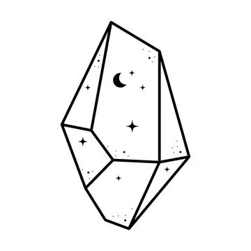 Celestial line crystal drawing. Cute geometrical astrology crystal with moon  Stock Illustration