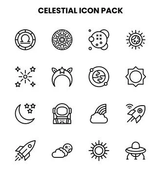 Celestial Line Design Icons Pack Stock Illustration