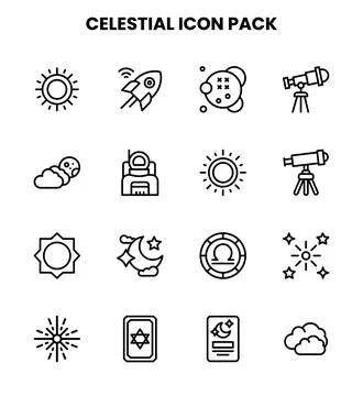 Celestial Line Set Icons Pack Stock Illustration