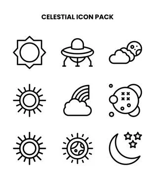 Celestial Line Set Icons Pack Stockillustratie