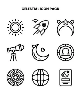 Celestial Line SVG Icons Pack Ilustración de archivo