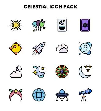 Celestial Lineal Color Vector Icons Pack イラスト素材