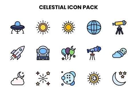Celestial Lineal Color Vector Icons Pack Ilustración de archivo