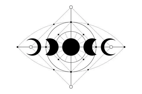 Celestial magic moon phases icons, Sacred Geometry, Eye of Providence mystical Ilustração Stock