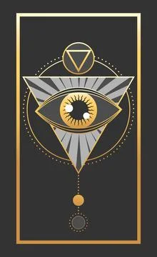 Celestial magical All seeing eye symbol triangular emblem Ilustração Stock
