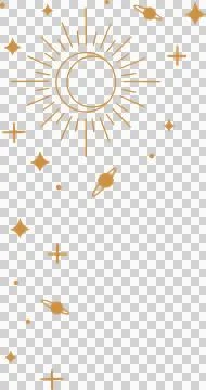 Celestial motif is being shown on transparent canvas with gold line disc, planet Stock Illustration