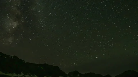 Celestial Night Over Mountain Peaks. Time-lapse. Stock Footage 321670430