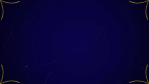 Celestial Night Sky with Golden Ornate Corners - Dark Blue Starry Background Stock Footage 346661571