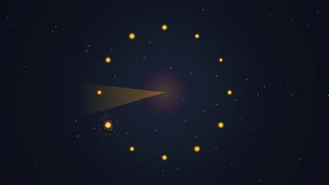 Celestial Orbit: Glowing Planets in Cosmic Night Sky with Starry Background Stock Footage 348571874