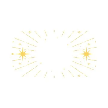 Celestial ornament, golden Boho line art stars, dots and beams, mystical vector Stock Illustration