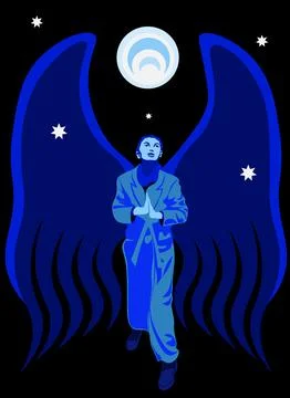 Celestial Prayer: Angel in Blue Stock Illustration