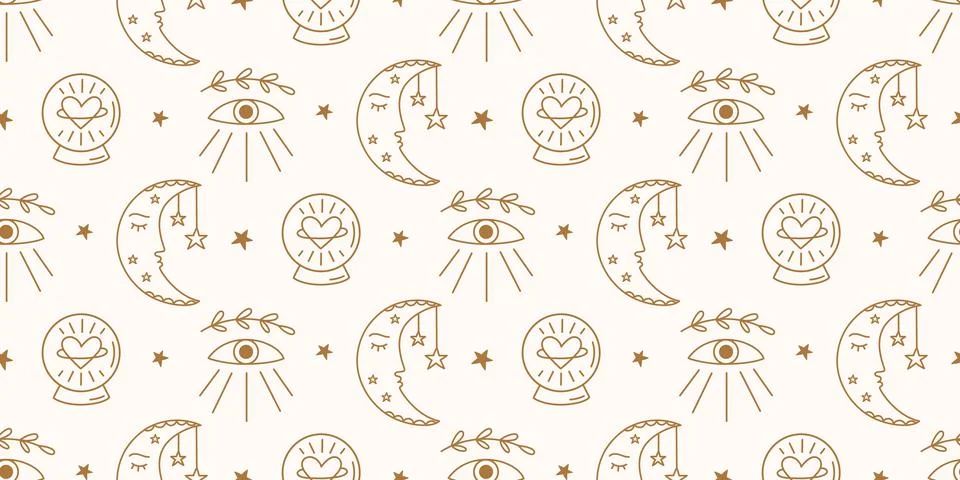 Celestial seamless pattern lunar mystic texture background Stock Illustration